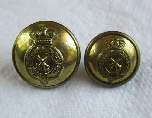 Malaysian:"JOHOR MILITARY FORCES BRASS BUTTONS" (20mm-17mm, WW2-1940s Period)
