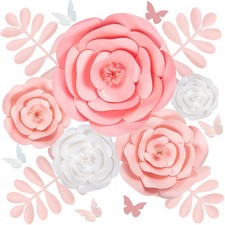 15pc Large Paper Flowers Decorations for Wall - Reusable 3D Wall Decor for Gi...