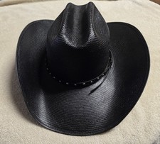 Bailey Black Straw Cowboy Hat 7 1/4 Desert Knight 10X Shantung Sabas Az