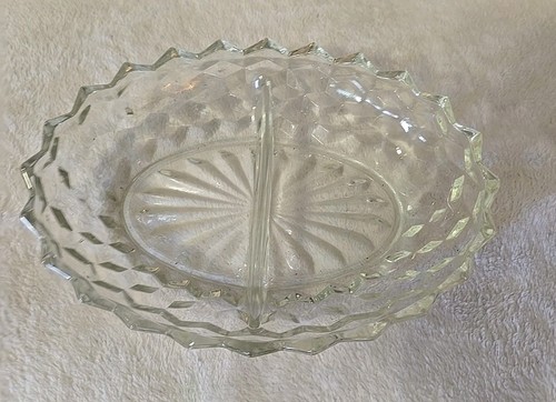 Vintage Fostoria American Glass 2-Part Divided Relish/Candy Dish - Picture 2 of 8