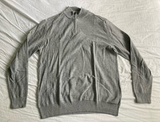 Lachlan Men's Gray Knit 1/4 Zip Mock Neck Cotton 1/4 zip Pullover Sweater L