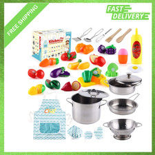 35 Piece Pretend Play Kitchen Accessories Set Toys Cooking Utensils Pots Pans