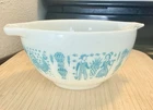 Vtg Pyrex 441 Turquoise Amish Butterprint Cinderella Mixing Bowl 1 1/2 Pt. USA
