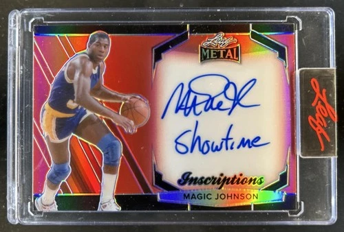 2024 Leaf Metal Inscriptions Magic Johnson Prismatic Red Autograph Auto #65/150