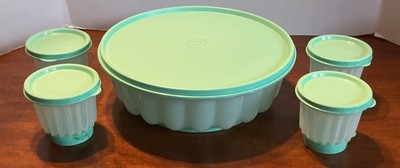 Vtg Tupperware Jello Molds Turquoise 15 Pieces
