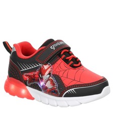 SPIDERMAN Light-Up Sneaker Boys Toddler-Little Kid Size 10 Black Red NO TIE SHOE
