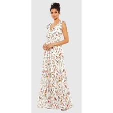 IEENA for Mac Duggal Floral Butterfly Tiered Maxi Dress 70198 WMU White Size 2