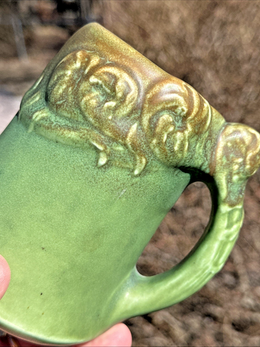 ROOKWOOD POTTERY ARTS & CRAFTS SHAPE #993 GREEN FROTHY GLAZED MUG STEIN c1905 - Picture 12 of 16