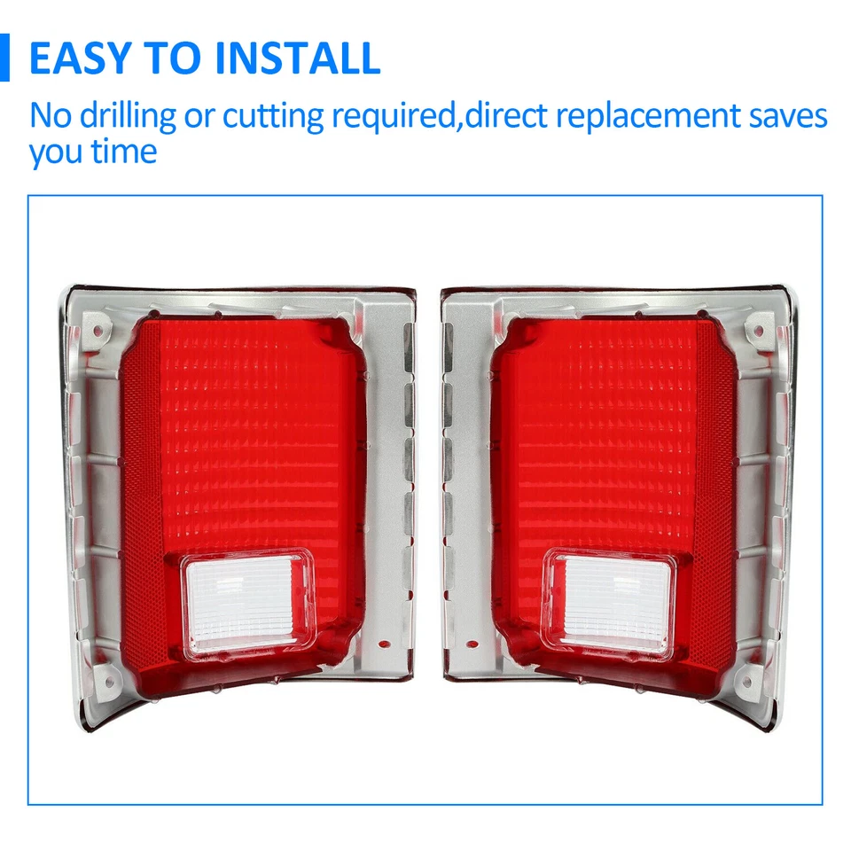 Tail Lights Taillamps w/chrome Bezel Pair For 73-91 Chevrolet C10 K10 GMC Sierra - Image 4 of 4