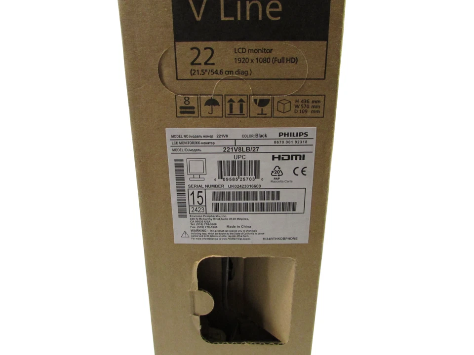 New PHILIPS 221V8 22” V Line Class Thin Full HD (1920 x 1080) 100Hz Monitor - Image 2 of 4