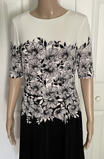 Lauren Ralph Lauren 6 Black & Ivory Floral Colorblock Stretch Lined Dress