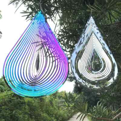 3D Hanging Wind Chime Yard Garden RGB Wind Spinners Stainless Steel Patio Decor