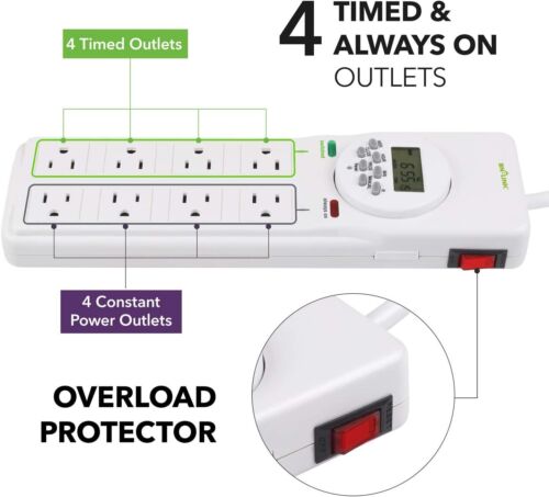 BN-LINK 8 Outlet Surge Protector with 7-Day Digital Timer - Picture 2 of 6