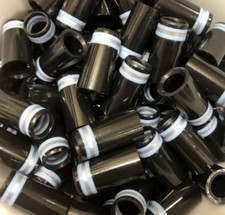  12 Premium Quality Iron Ferrules Black w/ Baby Blue  Silver Rings 1  