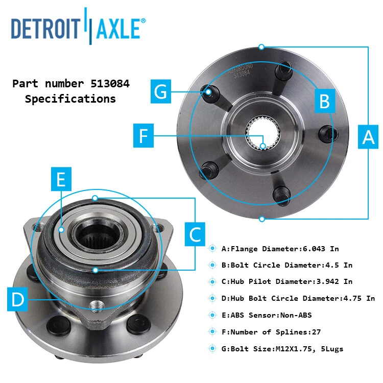 Conjunto de buje de 2 cojinetes de rueda delantera para Jeep Grand Cherokee Comanche Wrangler TJ Foto 3 de 4