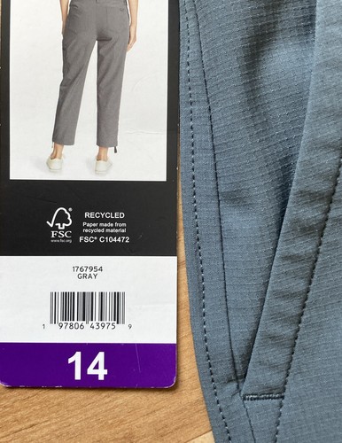 Eddie Bauer Mujer Ripstop Capri Elastizado Bolsillo Seguro Cremallera Gris Talla 14 - Imagen 5 de 7