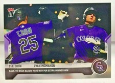C.J. Cron/Ryan McMahon 2021 Topps Now 4/27 Back-2-Back Blasts#142 ROCKIES SP/298