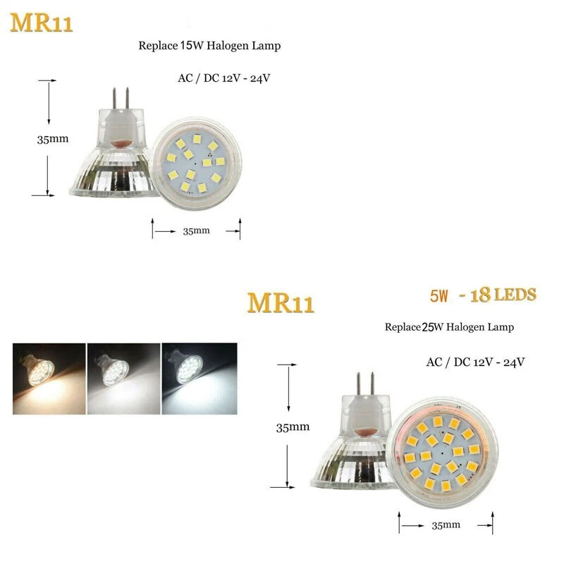 MR11 LED Warm White Light Lamp Spotlight DC 12V GU4 Bi-Pin 2W 3W Equivalent Bulb - Image 2 of 4