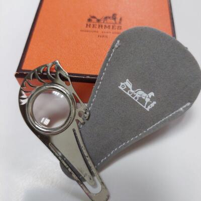 HERMES Horse Clip Loupe Magnifying glass Bookmark Sterling Silver 