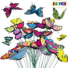 1set 50pcs Lawn Decorations Garden Vases Decoration Waterproof Butterflies