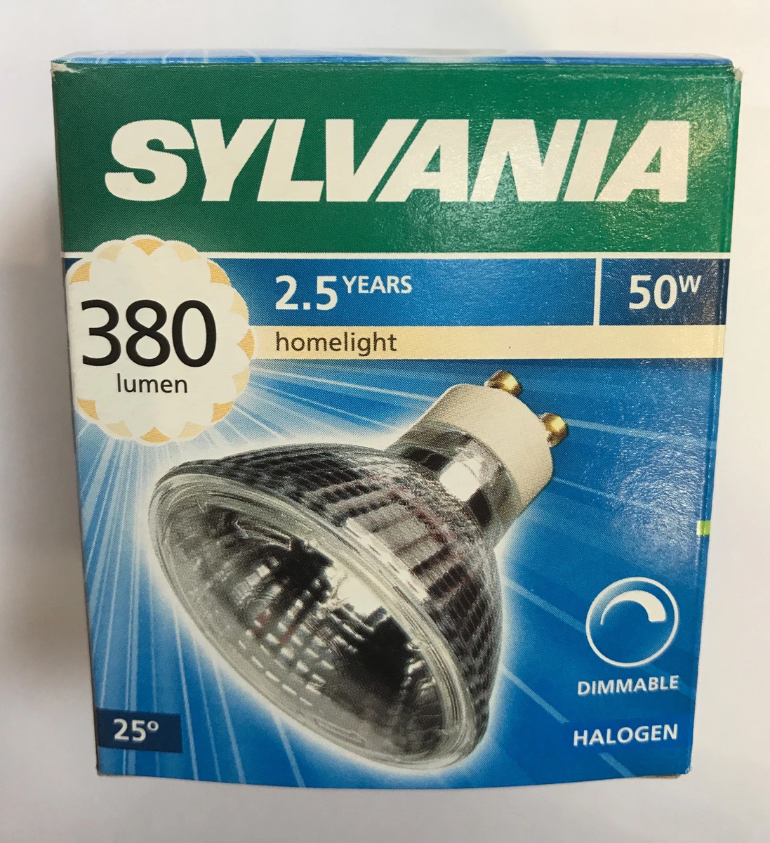 SYLVANIA HI SPOT 63 50W HALOGEN GU10 FLOOD 25 WARM WHITE DIMMBAR LONGLIFE 2500h