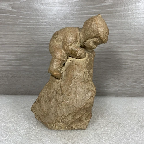 Haeger Pottery Martie Strubel Boy Climbing a Rock Statue Figurine 5” Tall