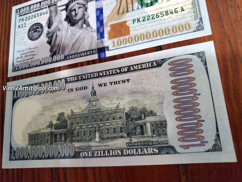 ZILLION DOLLAR BILL FUNNY PLAY MONEY NOVELTY CASH Vision Board - Picture 8 of 9