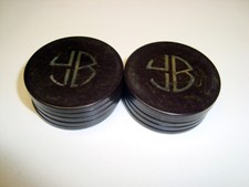 Vintage Monogramed Catalin Plastic Poker Chips, JJB   10 In All