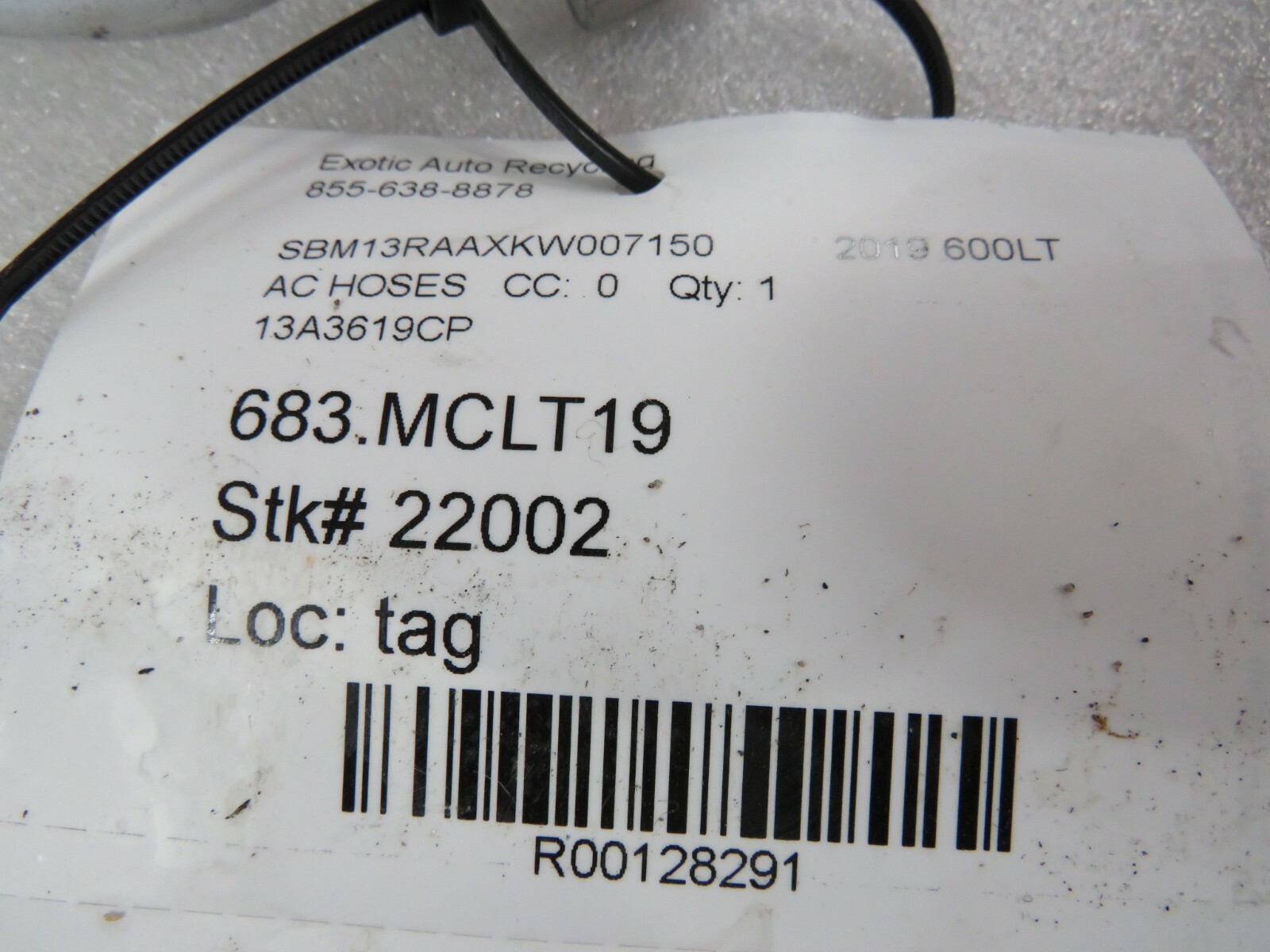  Mclaren 600LT, AC Hose, Used, P/N 13A3619CP