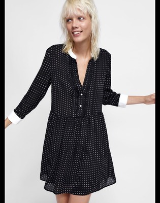 zara contrasting polka dot dress