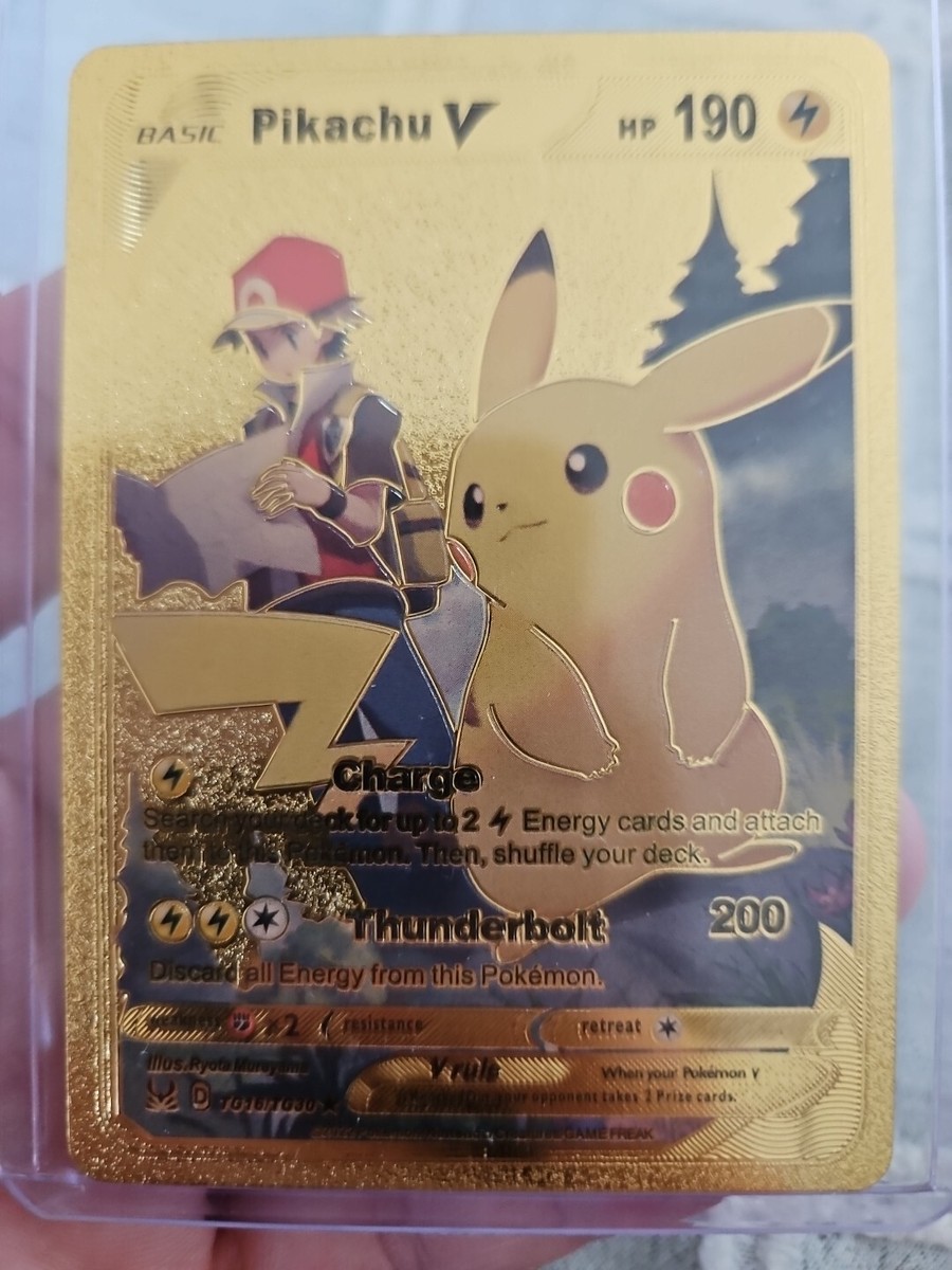 Pokemon Pikachu V Gold Foil Fan Art Vinyl Textured Collector