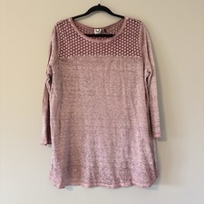 Akemi + Kin Anthropologie XLarge Light Purple 100% Linen 3/4 Sleeve Tunic Top