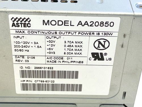 Power Supply C7769-60122 AA20850 DesignJet 500 model C7769B PRINTER PART - Afbeelding 4 van 14