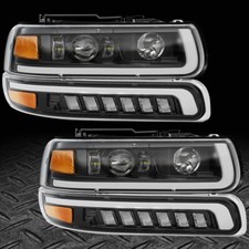 DOT LED Headlights w/ Bumper Signal Lamps For Silverado Suburban 1500 2500 Tahoe
