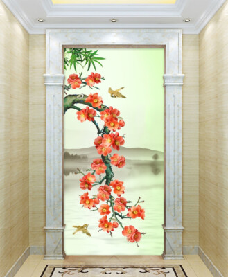 3D Red Flower Branch K12630 Wallpaper Mural Self-adhesive Removable Sticker Kay