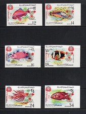 S3608 Yémen 1968 Poisson Marin OLYMPICS SURCHARGÉ IMPERF 6v. MNH