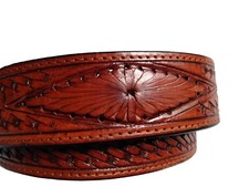 Nocona Basket Weave Leather MAN'S WESTERN BELT Silver Buckle Cowboy Tooled 32