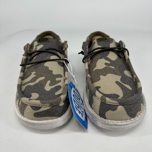 Hey Dude Shoes Loafers Mens 10 Green 40694-960 Wally Washed Camo Casual Slip On - Picture 3 of 8