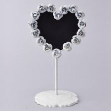 METAL HEART-SHAPED CHALKBOARD BLACKBOARD MESSAGE BOARD WITH ROSE BORDER