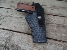 Gun Holster 59- 4 to 5" Barrel - Right Hand - 38 Cal - Black Tooled - Leather