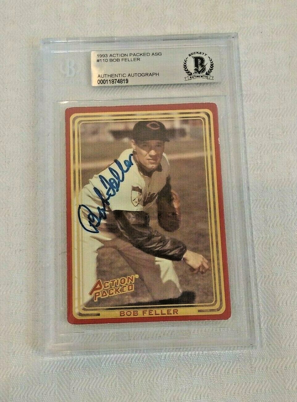 Duke Snider Autographed Signed 1993 Action Packed BAS Beckett Slabbed BOB FELLER Indians HOF 