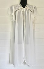 Vintage NWT 1990's Val Mode Lace Sheer Ivory Peignoir Gown Robe Women's M
