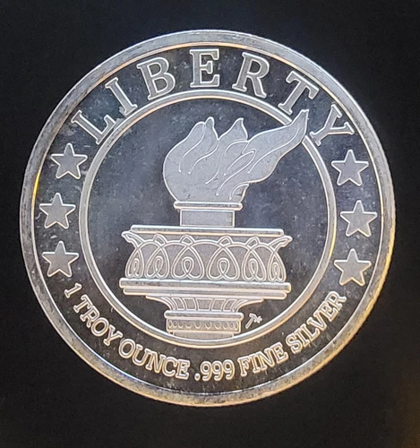 Liberty Mint Statue USA Bullion Torch Vtg ab-999 Silver 1 Oz Ounce Art Bar Round