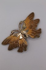 Vintage Retro Interlocking Butterfly Belt Buckle Enameled Cream/Gold 1970  s-80  s