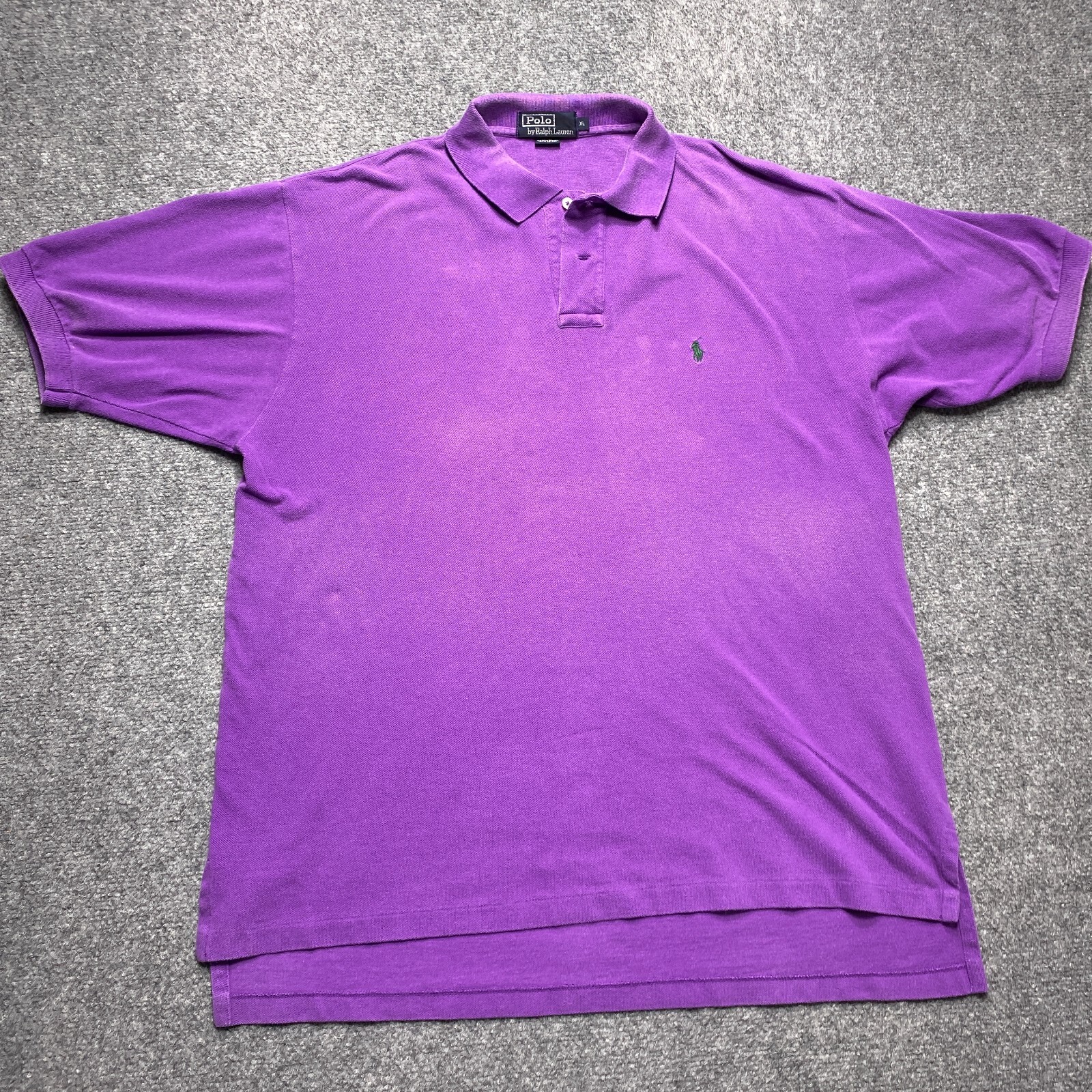 Polo Ralph Lauren vintage camicia uomo XL viola manica corta cotone pony casual