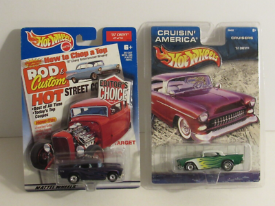2 Hot Wheels '57 Chevy Target Rod & Custom Purple Cruisin America