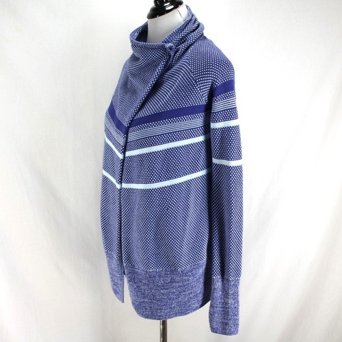 Ivivva Feeling Toasty Cardigan Wrap Sweater Girls 12 Blue Long Sleeve Lululemon - Picture 4 of 8
