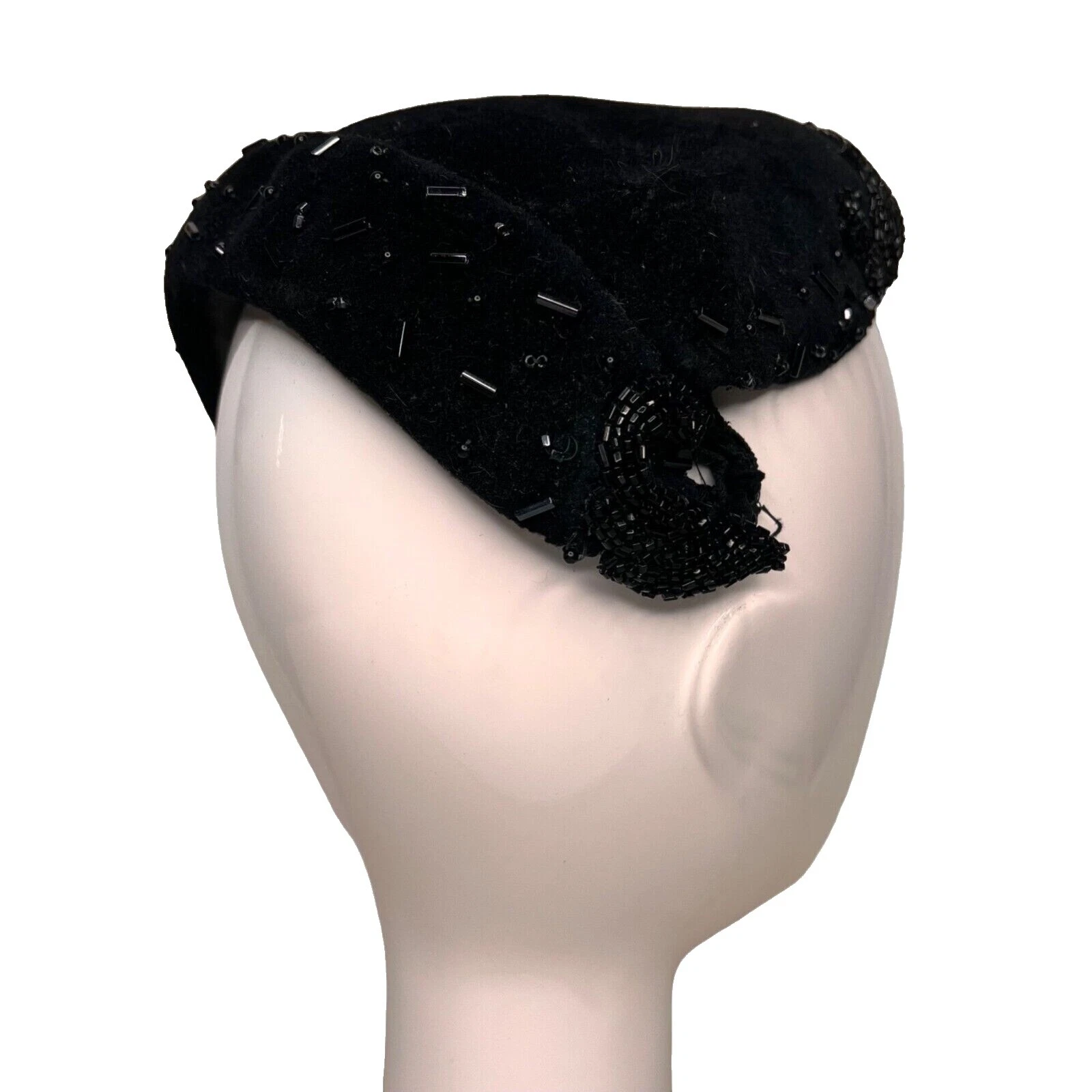 Sombreros vintage negro pequeño Terciopelo para mujeres