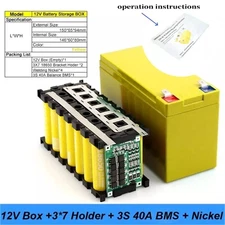 For 18650 Power Wall 12V 3S 7P 40A Li-ion Battery Pack DIY Kits Case Holder Lot