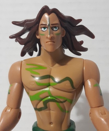 RARE 1999 Green War Paint Tarzan 7 Inch Mattel Burroughs Action Figure Disney - Picture 3 of 13